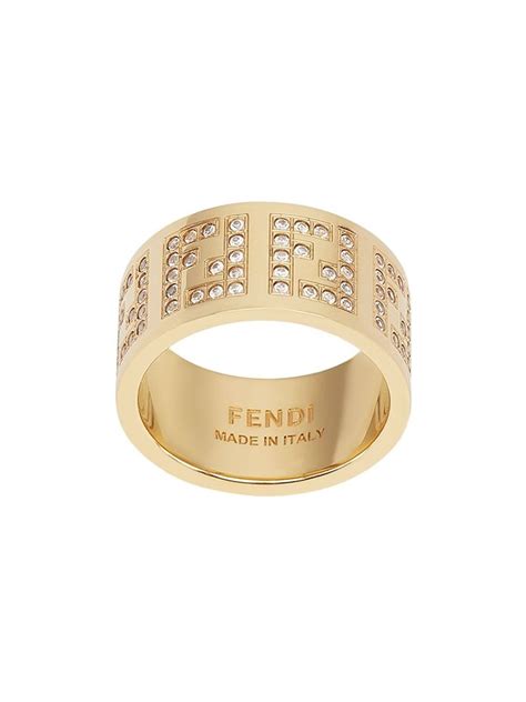 crystal detail pendant ring fendi